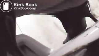 pooping in a public toilet