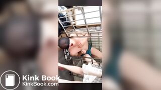 Slave live in cage and eat shit