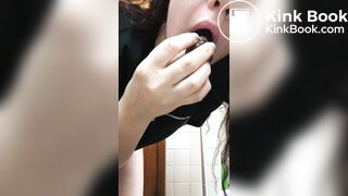 Teen playing with shit