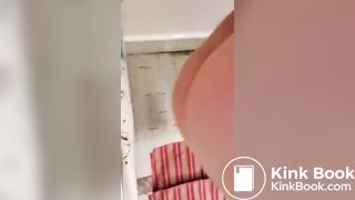 Beautiful Woman shits in toilet and smears between tits