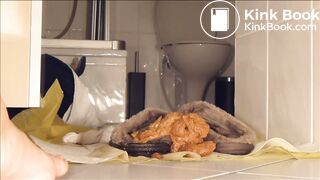 Girl squishes toes in shit