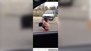 Crazy girl Shits in road
