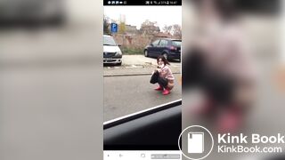 Crazy girl Shits in road