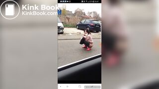 Crazy girl Shits in road
