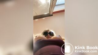 Blonde milf takes a shit