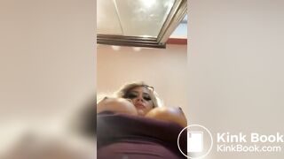 Blonde milf takes a shit