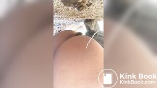 Pretty Girl Pooping Outdoors - 1