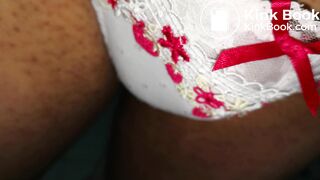 Put this lovely white cherry pattern panty on and play!