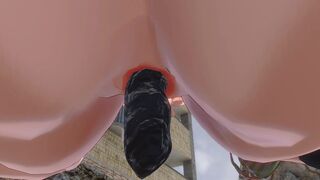 Girl pooping and peeing close up