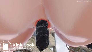 Girl pooping and peeing close up