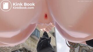 Girl pooping and peeing close up