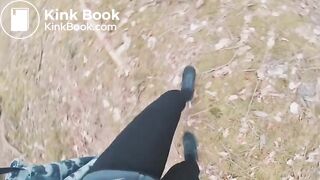 Ebony girl shitting in the forest