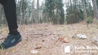 Ebony girl shitting in the forest