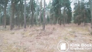 Ebony girl shitting in the forest