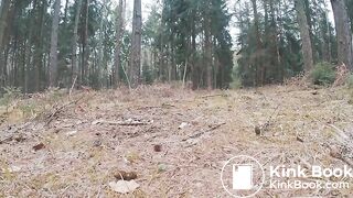 Ebony girl shitting in the forest