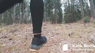 Ebony girl shitting in the forest