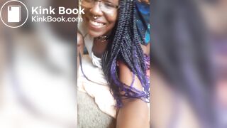 Ebony hungrily sucks dirty dildo clean