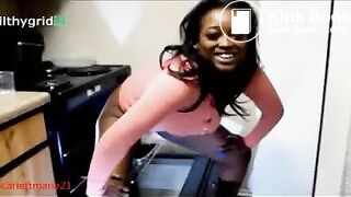 Ebony Pooping In Kitchen