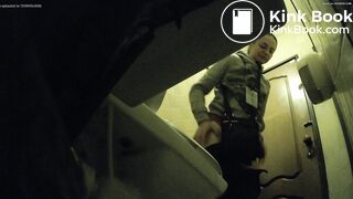 Lady pees then poops