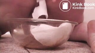 Southern lady desperation into a bowl.