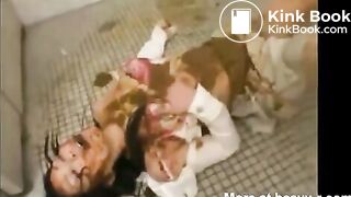 Beautiful Japanese woman enema play in toilet