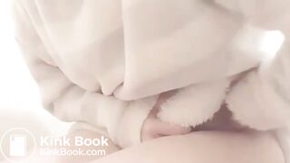 Jap girl having stomachache in toilet 1