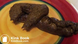 Slim Blonde pooping on a plate