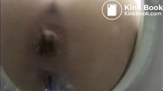 Blonde Pooping on toilet - video 2