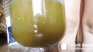 Powerful Enema Spraying in to a Huge Jar