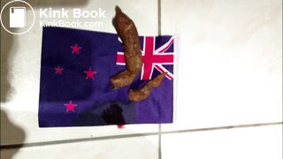 Girl takes a crap on a flag