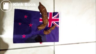 Girl takes a crap on a flag