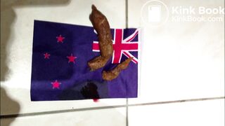 Girl takes a crap on a flag