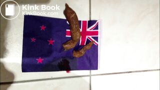 Girl takes a crap on a flag