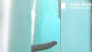 Teenage scat whore plays with dildo