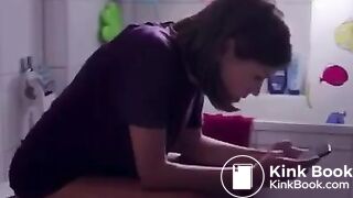 Girl uses phone to wipe her ass