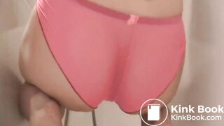 Empties her stomach and overfills her panties