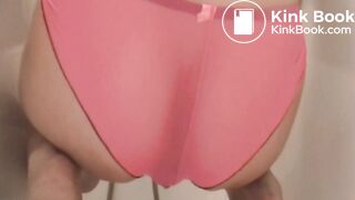 Empties her stomach and overfills her panties