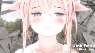 Close up of a girl's face while peeing and pooping