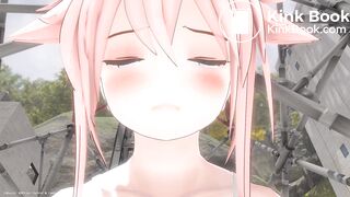 Close up of a girl's face while peeing and pooping