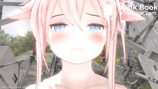 Close up of a girl's face while peeing and pooping