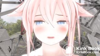 Close up of a girl's face while peeing and pooping