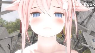 Close up of a girl's face while peeing and pooping