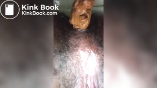 Ebony poop in toilet