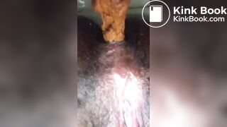 Ebony poop in toilet