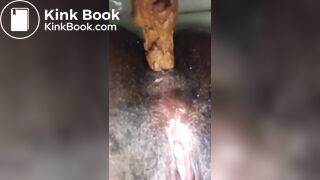 Ebony poop in toilet