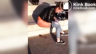 Cute girl couldn’t hold her poop anymore