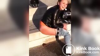 Cute girl couldn’t hold her poop anymore