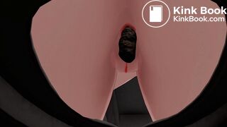 Girl pooping and peeing in toilet