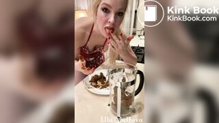Pretty girl poop and eat