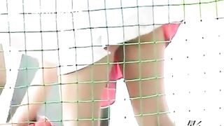 tennis girl outdoor poop